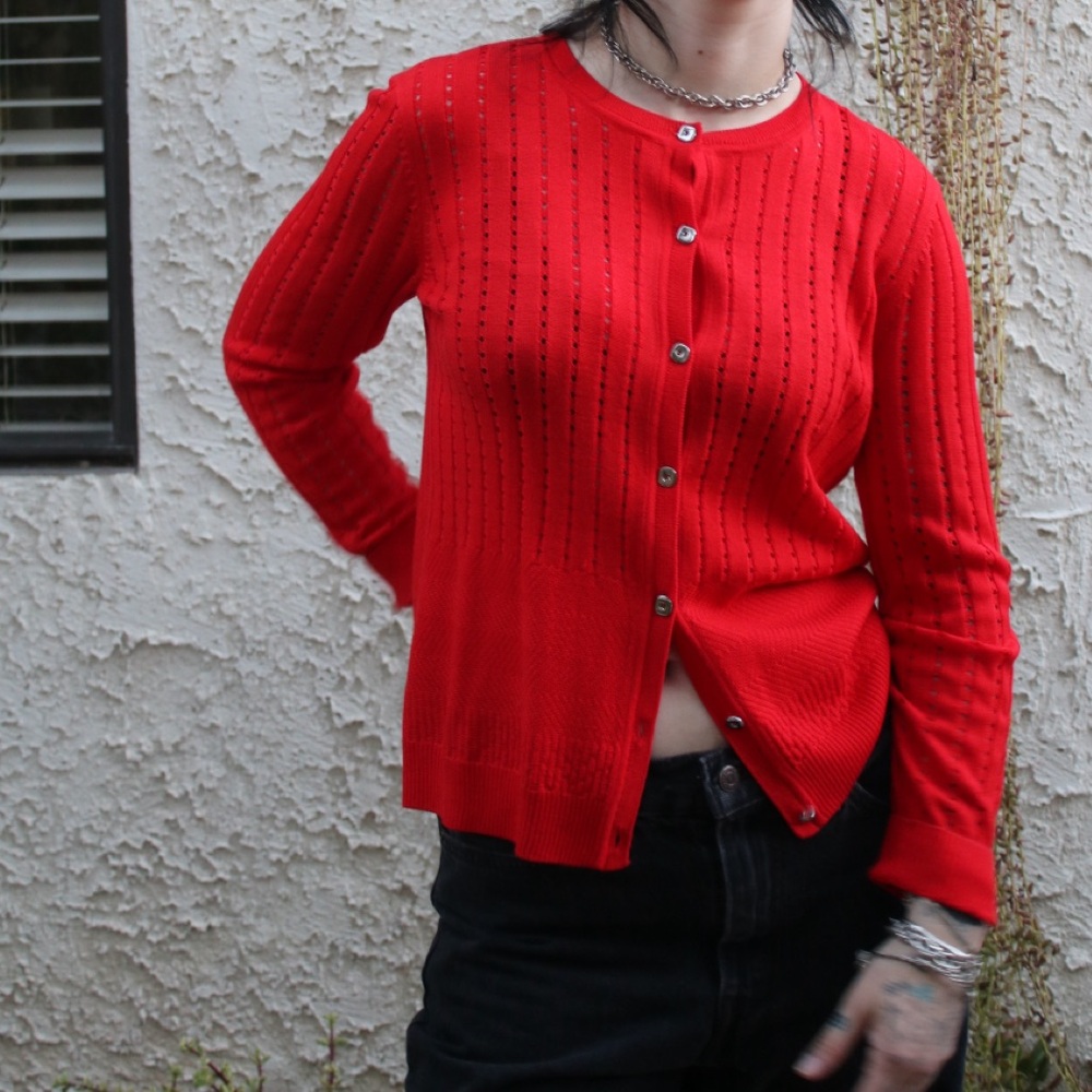 Vintage St. John Knit Red Cardigan